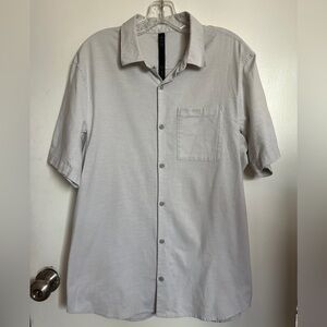 lululemon athletica Light Gray Casual Button Down Shirt, large